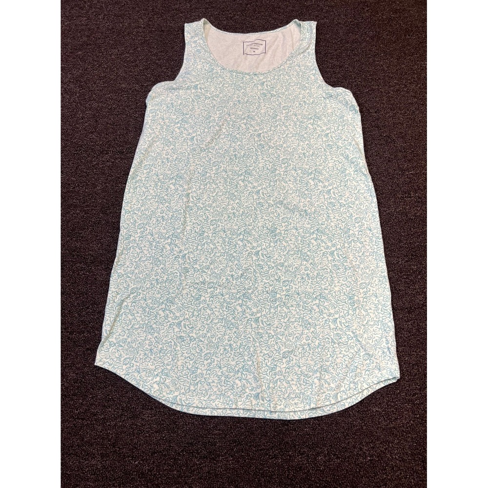 Charter Club Intimates Mini Dress Women's Medium White Blue Floral Wide Straps
